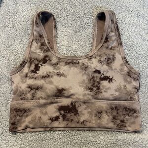Brown Tie-Dye Sports Bra